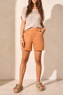 Tribal Ladies Pinecone Pull On Short w/Hem Slits