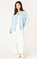 Dex Ladies Washed Light Blue LS Knit Denim Jacket