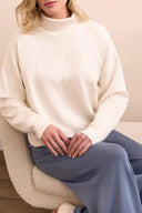 Tribal Ladies Frost Grey LS Funnel Neck Top