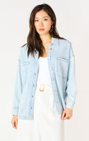 Dex Ladies Washed Light Blue LS Knit Denim Jacket