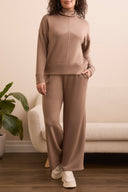 Tribal Ladies Fossil LS Funnel Neck Top