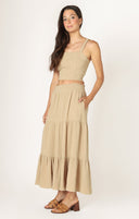 Dex Ladies Desert Sand Pull On Textured Midi Skirt