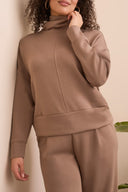 Tribal Ladies Fossil LS Funnel Neck Top