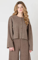 Dex/Room 34 Ladies Mocha Heather Ribbed Cardigan
