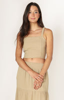 Dex Ladies Desert Sand Smocked Textured Tank