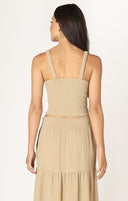 Dex Ladies Desert Sand Smocked Textured Tank