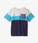 Hatley Boys Patriot Blue Colour Block Bamboo Tshirt