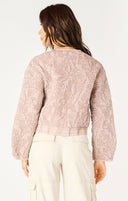 Dex Ladies Faded Rose LS Floral Quilted Bomber Jacket