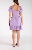 Dex Ladies Lavender Etched Floral Smocked Waist Dress