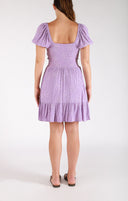 Dex Ladies Lavender Etched Floral Smocked Waist Dress