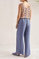 Tribal Ladies Dk Chambray Flowy Pull On Wide Leg Pant w/Pockets