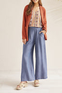 Tribal Ladies Dk Chambray Flowy Pull On Wide Leg Pant w/Pockets