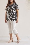 Tribal Ladies French Oak Size Inclusive SS Crewneck Top w/Buttons