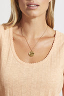 Tribal Ladies Peach Sun Tank Top w/Picot Edge Trim