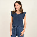 RD Style Ink Arie Bubble Gauze Flared Sleeveless Top