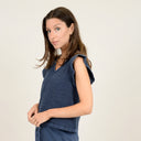 RD Style Ink Arie Bubble Gauze Flared Sleeveless Top