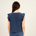 RD Style Ink Arie Bubble Gauze Flared Sleeveless Top