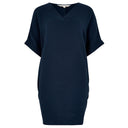 Apricot Ladies Navy Tetra Cotton V-Neck Oversized Dress