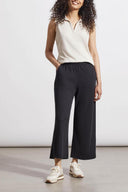 Tribal Ladies Black Pull On Wide Leg Capri