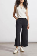 Tribal Ladies Black Pull On Wide Leg Capri