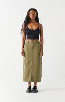 Dex Ladies Khaki Wash Utility Maxi Skirt