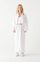 Dex Ladies White Wash Contrast Stitch Midi Skirt