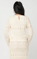 Dex Ladies Oatmeal Scallop Hem Crochet Top