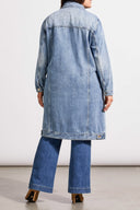 Tribal Ladies Washed Blue Size Inclusive Long Denim Duster w/Pockets
