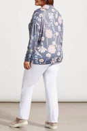 Tribal Ladies Blue Jay Size Inclusive Drop Shoulder Funnel Neck Top