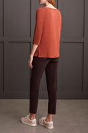 Tribal Ladies Marsala 3/4 Sleeve Wide Crewneck Top