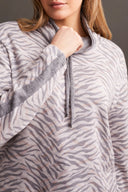 Tribal Ladies Cream LS Funnel Neck Top w/Drawstrings