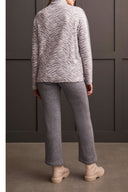 Tribal Ladies Cream LS Funnel Neck Top w/Drawstrings