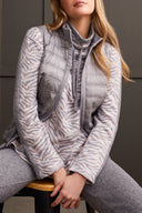 Tribal Ladies Cream LS Funnel Neck Top w/Drawstrings