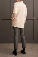 Tribal Ladies Tan LS Button Front Coat w/Blanket Stitching