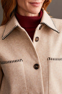 Tribal Ladies Tan LS Button Front Coat w/Blanket Stitching