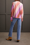 Tribal Ladies Apricot Mix Mockneck Fuzzy Double Knit Sweater