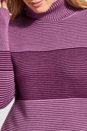 Tribal Ladies Dark Plum Turtleneck High Low Sweater w/Side Slits