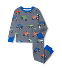 Hatley Boys Folkstone Gray Monster Trucks Stretch Cotton Pajama Set