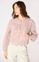 Dex Ladies Faded Rose LS Floral Quilted Bomber Jacket
