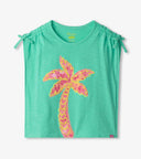 Hatley Girls Cockatoo Pink Palm Cinched Shoulder Top