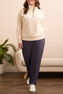 Tribal Ladies Moonstone Size Inclusive LS Zip Funnel Neck Top