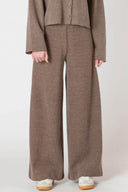 Dex/Room 34 Ladies Mocha Heather Wide Leg Ribbed Pant