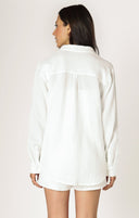 Dex Ladies Off White LS Textured Button Up Blouse