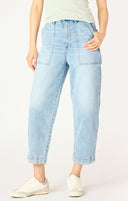 Dex Ladies Mid Blue Wash High Rise Straight Leg Ankle Jean