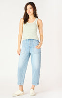 Dex Ladies Mid Blue Wash High Rise Straight Leg Ankle Jean