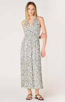Dex Ladies Ecru/Black Rose Soft Tiered Midi Dress