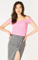 Dex Ladies Rose Off Shoulder Textured Top