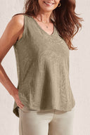 Tribal Ladies Safari V-Neck Tank Top w/Curved Hem