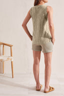 Tribal Ladies Safari V-Neck Tank Top w/Curved Hem