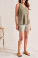 Tribal Ladies Safari V-Neck Tank Top w/Curved Hem